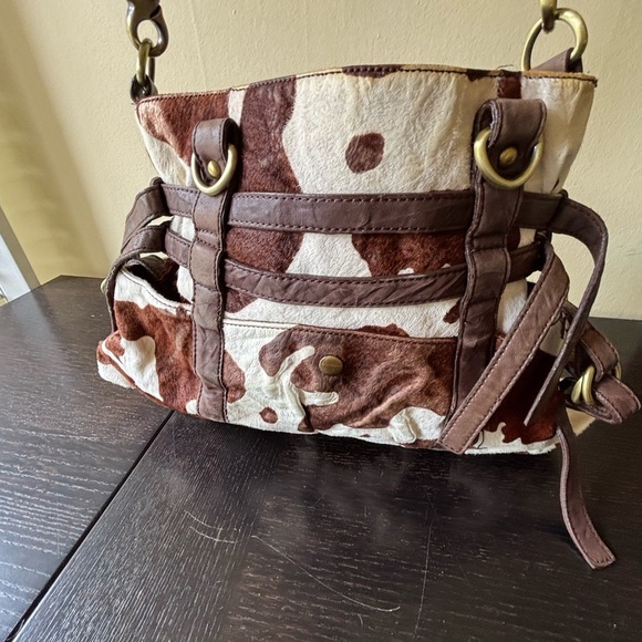Steven by Steve Madden brown, white calf hair cowhide shoulder bag - Picture 1 of 15
